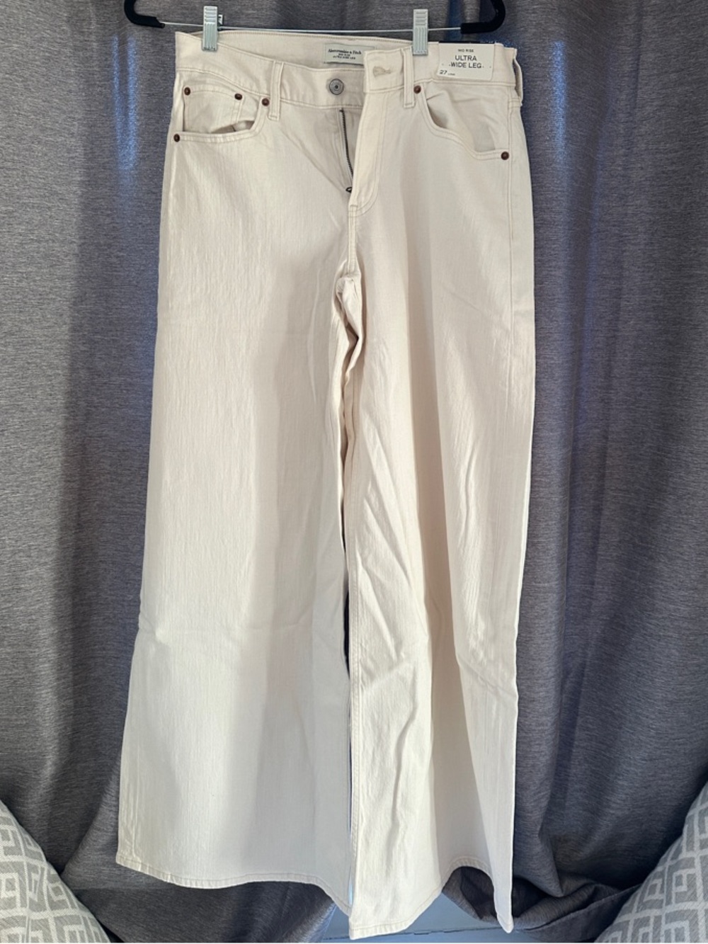 Abercrombie & Fitch Cream Wide Leg Jeans